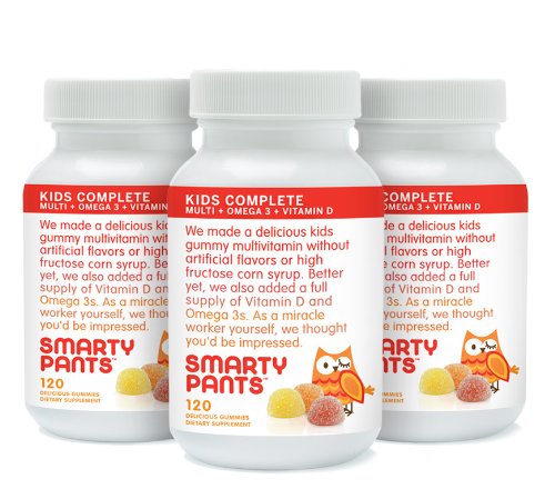 SmartyPants Children's Gummy Multivitamin with Omega-3 and Vitamin-D, 3-Count (Pack of 3)