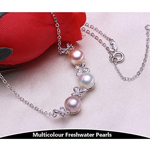 Bijoux de Perles d'eau Douce collier pendentif chaîne papillon femmes 8mm - 3