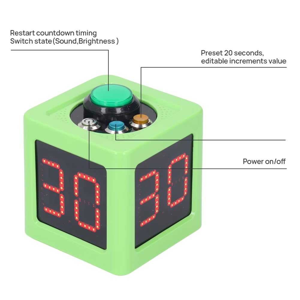 Temporizador Digital de Cubo de 4 Lados de 1,4 Pulgadas con Cuenta Regresiva para Póker, Ajedrez y Casinos Privados, Color