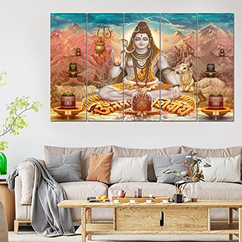 Image of Maxstone Shiva Shiv Shivji Bholebaba Mahadev Wall Painting for Living Room, Bedroom, Office, Hotels,Drawing Room Wooden Framed Digital Painting (30x60 inch) M1155