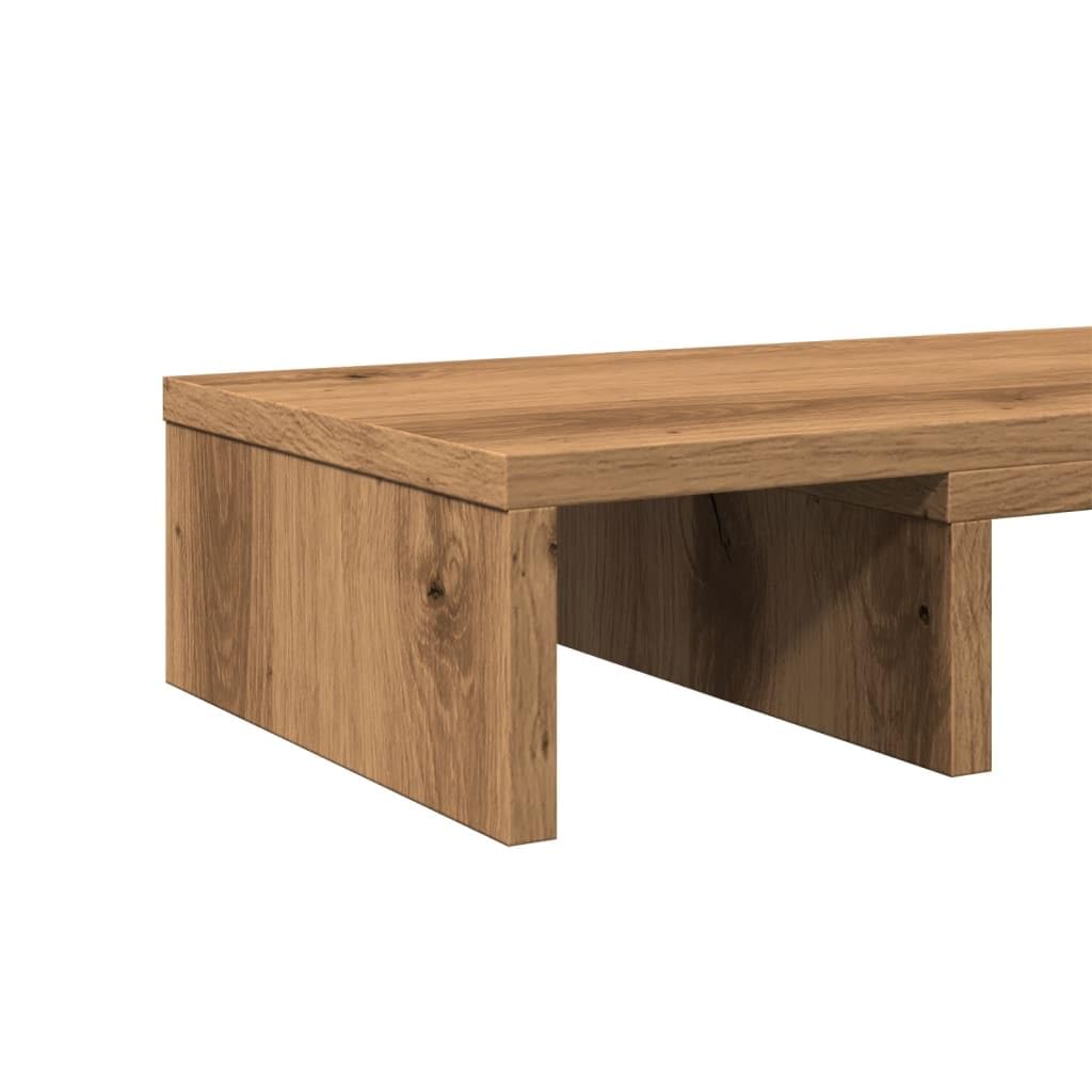 Supporto per monitor regolabile in rovere Artisan, 60 x 24 x 10,5 cm, in legno, per due monitor, altezza regolabile, organizer da scrivania per ufficio, home office e gaming