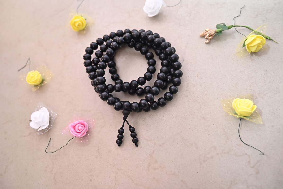 NRSON® Karungali Malai/Karungali Malai Original/Natural Black Ebony Wood Mala/கருங்காலி மாலை / Karungali mala 108+1 Beads for Meditation Pooja Chanting Wearing Prayer Beads Size 6 MM