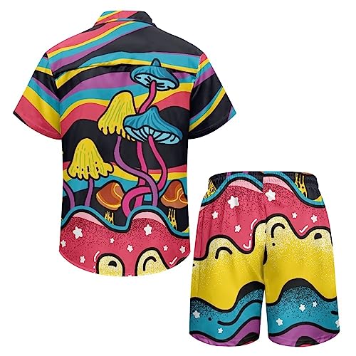 Coloranimal Men's Button Down Shirt and Shorts Set of 2 Piece Summer Tracksuits Short Sleeve Casual T Shirt S-3XL3
