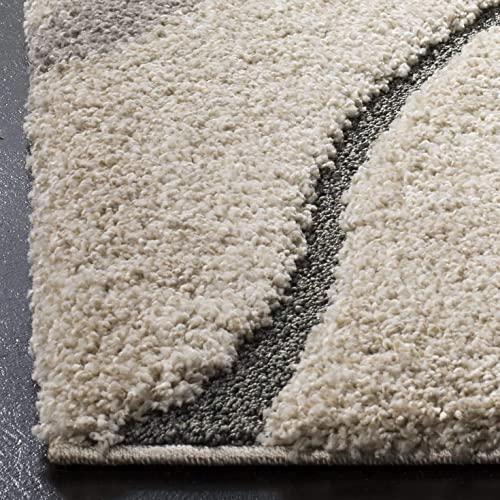 Image of Export Quality Microfiber Hand Woven Shaggy Carpet Collection with 2 inch Pile Height Carpet for Living Room & Hall Size 6x9 feet coular Cream /Grey