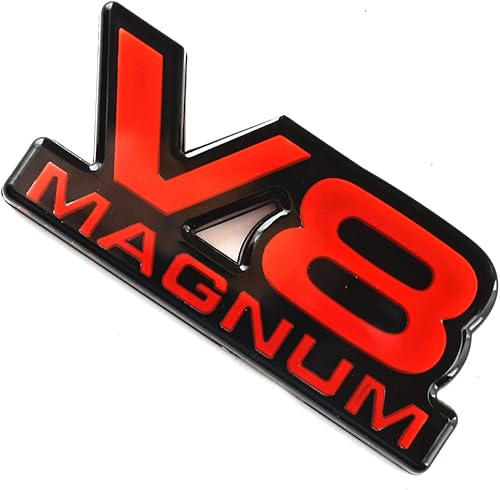 Miniatura 5 de 2 piezas de emblemas V8 Magnum para puerta de identificación 3D, logotipo 1500 Van apto para 94-01 Magnum (negro rojo)