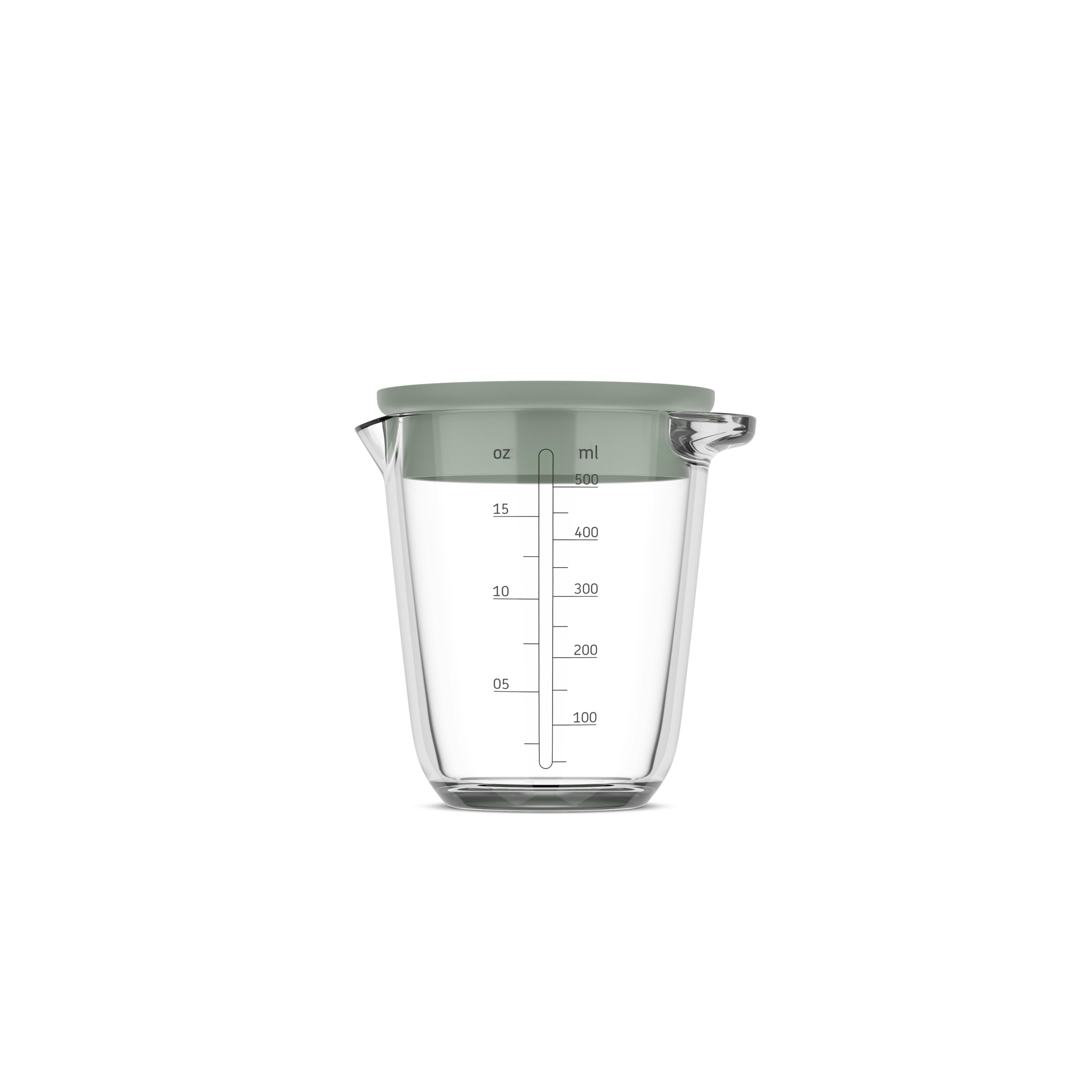 Mepal Szklany Dzbanek z Miarką i Pokrywką Chef it, Łatwa do Odczytania Skala, Bezpieczny w Mikrofalówce i Piekarniku, Nadaje się do Zmywarki, 500 ml, Nordic sage