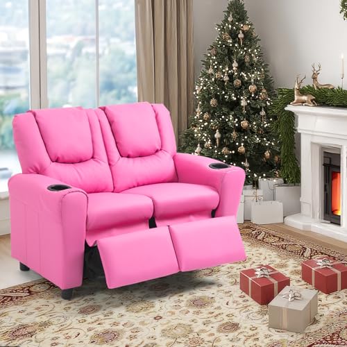 AVAWING Kids Recliner Chair with Cup Holder, Pink