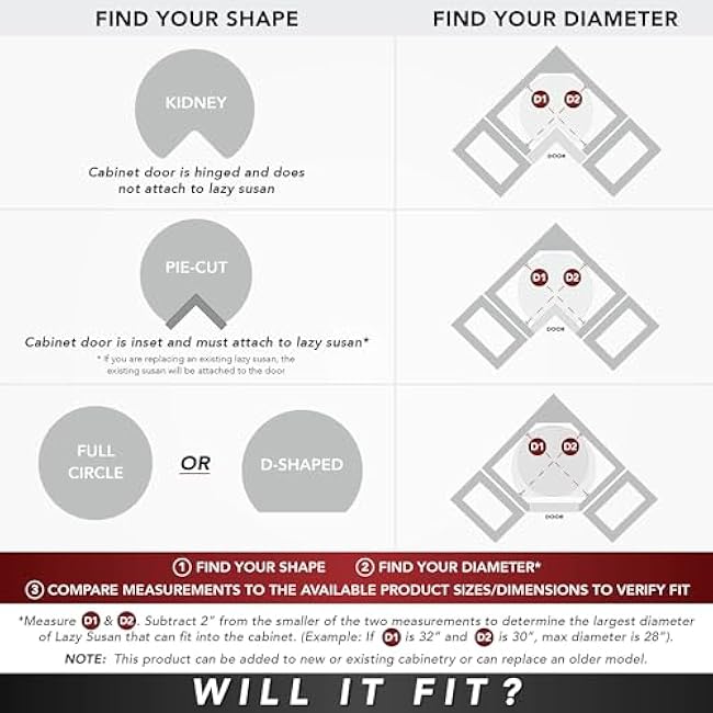 Rev-A-Shelf LD-4BW-201-20SBS-1 Lazy Daisy Wood 1-Shelf 20 D-Shaped Lazy Susan with Swivel Bearing for Corner Wall Cabinets - Maple