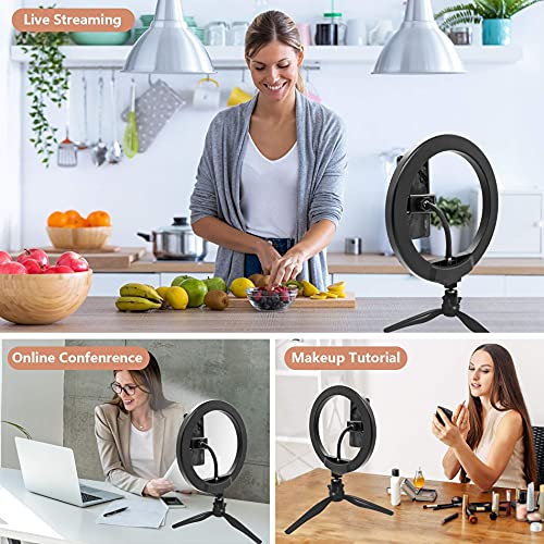 Desk Ring Light with Stand and Phone Holder, SUMCOO 10" Dimmable Desktop Selfie Ring Light for Makeup/Live Stream/Online Conference, Compatible with iPhone & Android Phone - Image 4