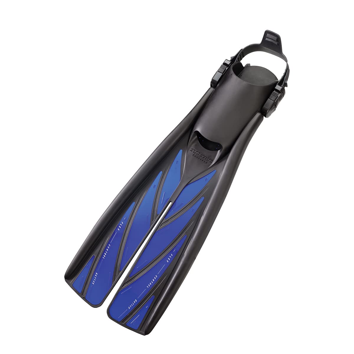 ATOMIC AQUATICS SplitFins, Open Heel | Ideal for Scuba Diving and Snorkeling | Unique SplitFin Design Provides More Efficiency, Power, Thrust, and Speed Than Traditional Paddle fins | Blue, S
