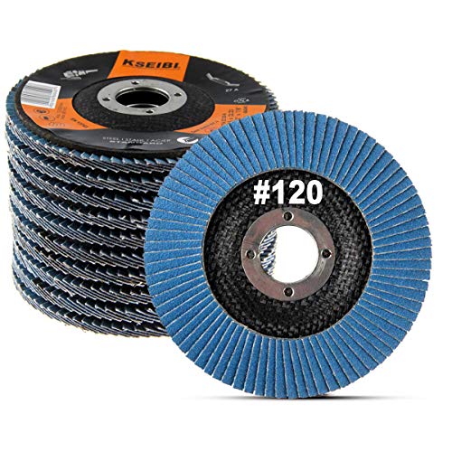 KSEIBI 686040A Zirconia Corundum 4 1/2 Inch Flap Disc Sanding Grinding Wheel (Grit #120, 10Pack)