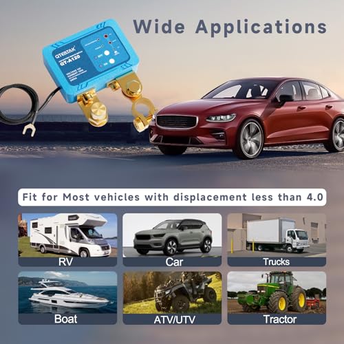 Image of 12V 120A Remote Battery Disconnect Switch | with Negative Battery Terminal Copper Post & Lead Sleeve, Anti-Theft, Battery Leakage Protection, 2 Remote Control Keys