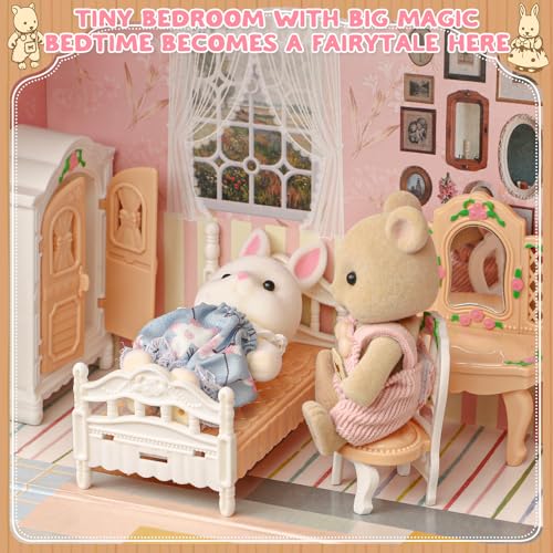 image for TUZT Suitcase Dollhouse Furniture Set for Kids, Mini Dollhouse Box wit