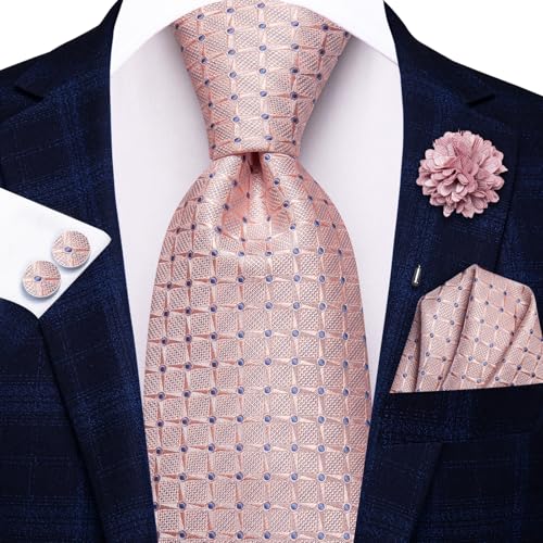 Image of Hi-Tie Men's Silk Ties Formal Woven Classic Necktie Pocket Square Cufflinks Lapel Pin Set Wedding Business