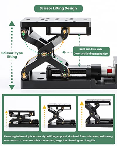 Huanyu Electric Precise Lifting Platform Z-Axis Motorized Translation Stage 33 Lbs Lab Jack 4.7“×3.1” Vertical Lift Table 60Mm Travel Optical Scissor Lift Elevator Lab Lifting Platform For Lab Apparatus #TOP4