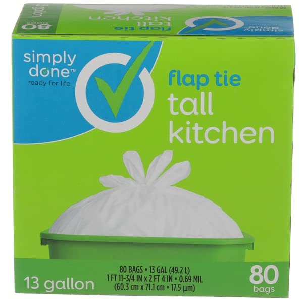 Simply Done, Tall Kitchen Bags, Flap Tie, 13 Gallon , 80 CT Health & Household