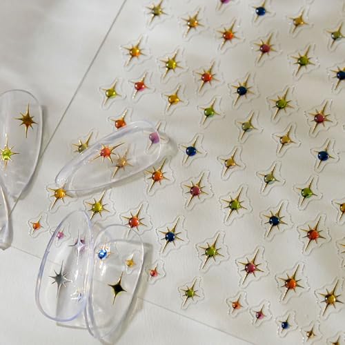Star Nail Art Stickers Decals 5D Colorful Star Nail Stickers
