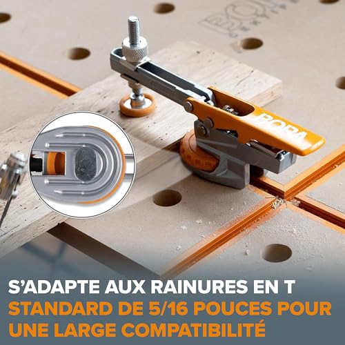 Pince de maintien pour rail en T pour sécuriser vos assemblages de menuiserie