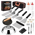 31PCS Griddle Accessories Kit, Flat Top Grill Accessories Set for Blackstone and Camp Chef, Barbecue Accessories Set with Basting Cover, Enlarged Spatulas, Griddle Press