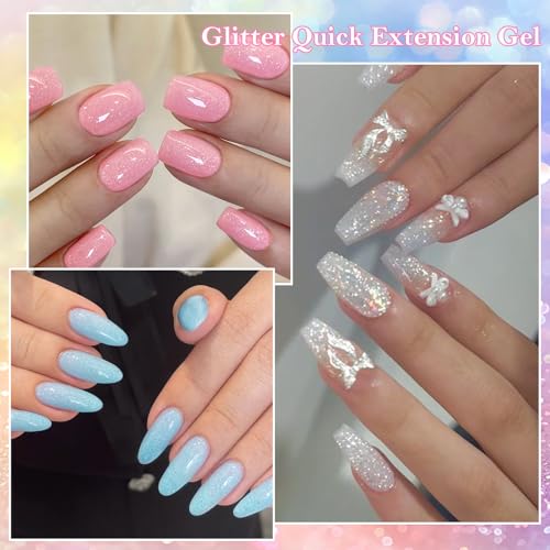 Set 6p Poly Gel uñas nude rosa púrpura azul celeste miniatura 2