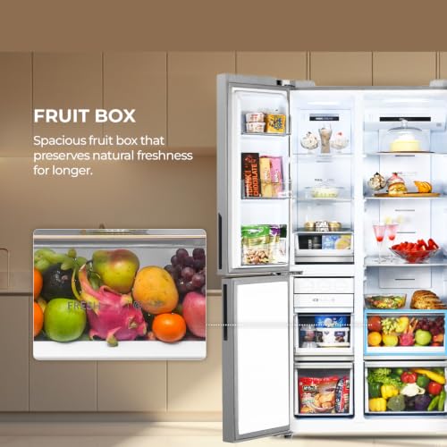 Image of Haier 598 L 3 Star Frost Free Expert Inverter Smart Sense AI enabled 3-Door Side by Side Refrigerator (HRT-683ISU1, Inox Steel, Magic Convertible Zone, Deo Fresh Technology, 2026 Model)