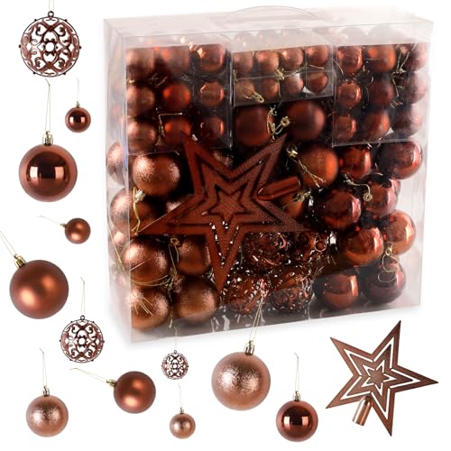 Homucasa 139-teilig Weihnachtskugeln Set, Braun Christbaumkugeln mit...