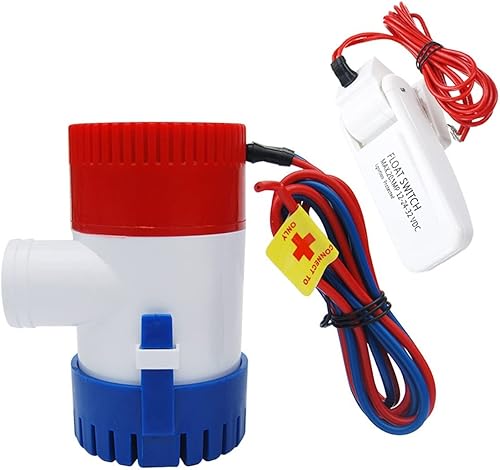 JOEBO Bomba sumergible eléctrica 1100GPH 12V Bomba de agua sumergible eléctrica de sumidero de sentina sumergible con interruptor conjunto