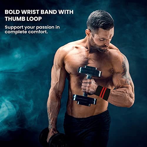 Image of VENOM Wrist Wrap (1 Pair) Wrist Supporter for Gym, Wrist Wrap, Hand Band with Adjustable Size Strap & Thumb Loop for Gym, Power Lifting Weight Lifting, Sports Training