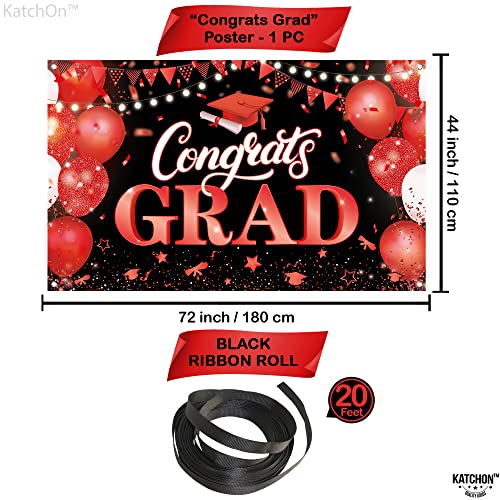 Image of KatchOn, XtraLarge Congrats Grad Banner - 72x44 Inch, Congratulations Banner | Grad Class of 2026 for Red and Black Graduation Decorations 2026 Grad Party Decorations Graduation Backdrop