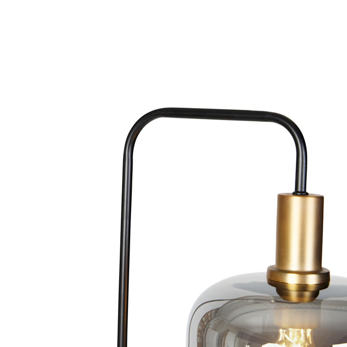 Qazqa Design Stehleuchte, Stehlampe - Zuzanna - Schwarz mit Rauchglas, max. 40W, Geeignet für LED, 150cm, Ideal als Wohnzimmerlampe