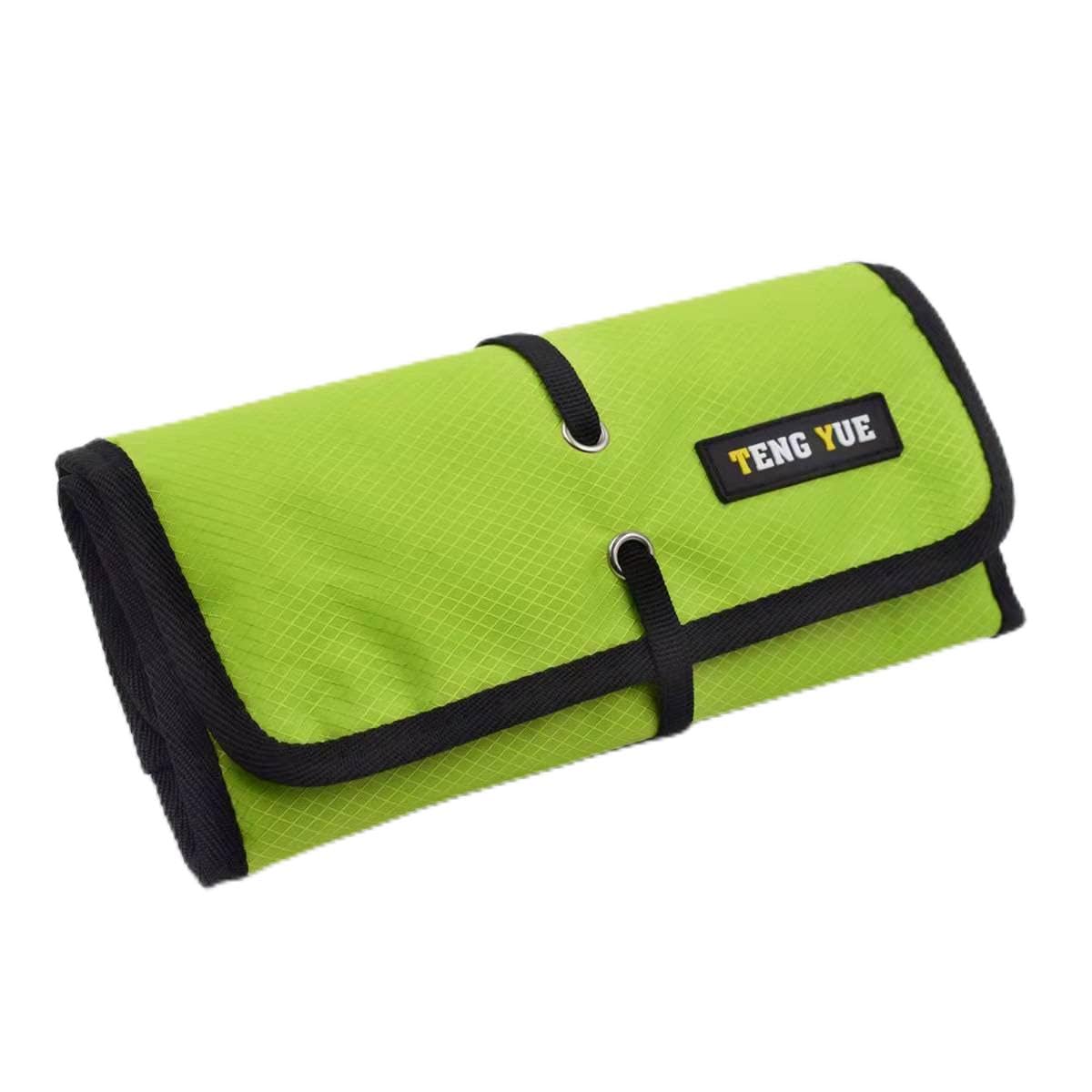 Electronics Organizer, UltraLight Roll Organizer, Cable Carrying Case, Small Electronics Accessories Roll Up Pouch for Hard Drives Earphone Cables Charger SD Memory Cards (Green)
