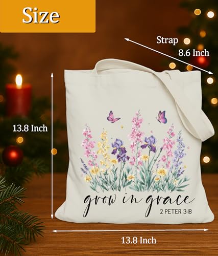 Image of Aesthetic Christian Gifts Tote Bag for Church, Religious Tote Bag for Bible Study, Medium Size with Inner Pocket