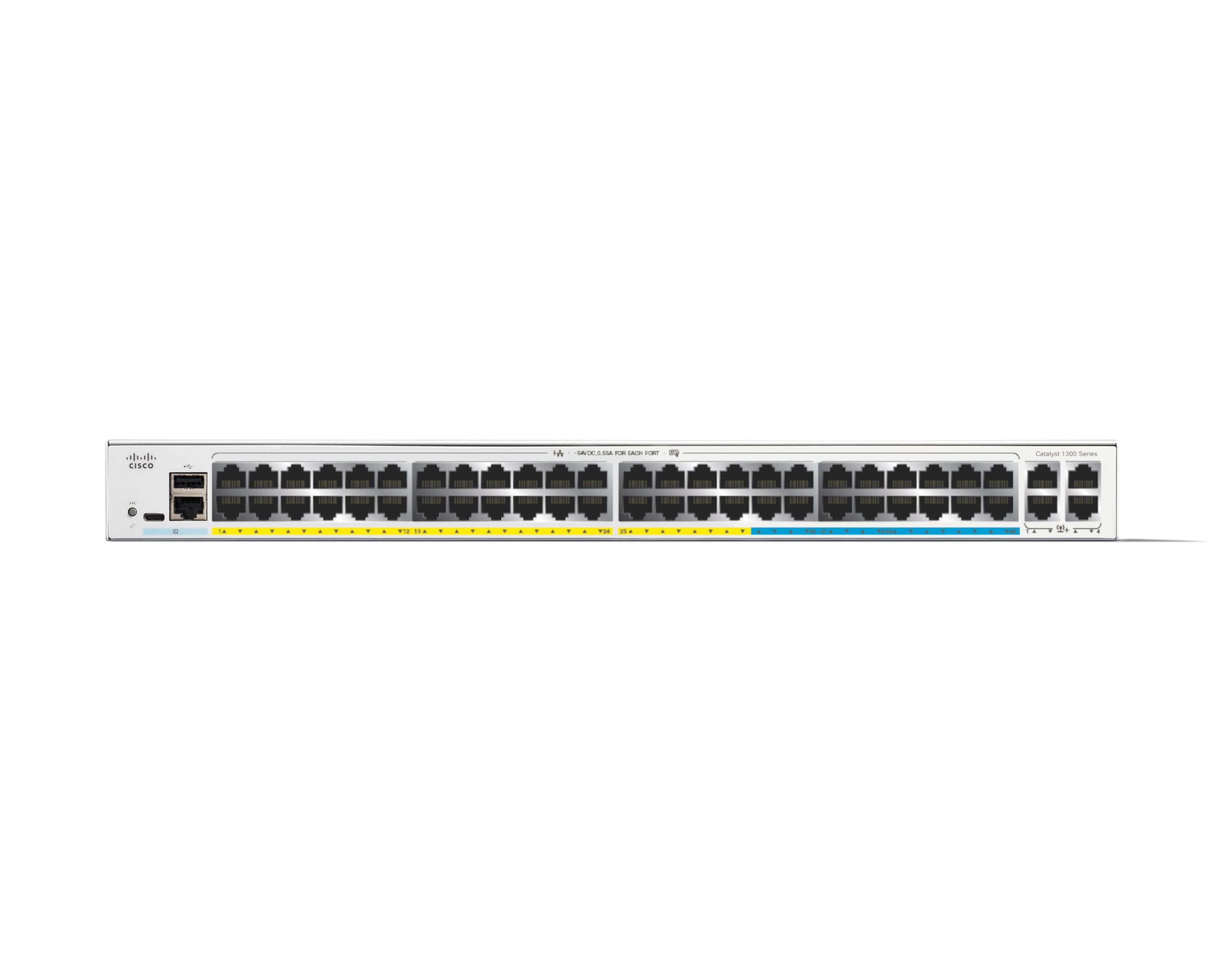 Cisco Switch gestionado Catalyst 1300-48MGP-4X, 32 Puertos GE, 16 Puertos 2,5GE, PoE, 4x10GE SFP+, protección Limitada de por Vida (C1300-48MGP-4X)