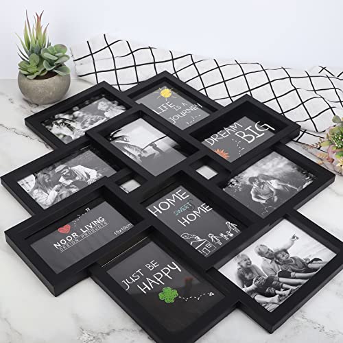Qutrey 2 Pack 10 Opening 4X6 Black Collage Picture Frames Set For Wall Decor, Multiple Frames Displays Ten 4 By 6 Inch Photos #TOP3