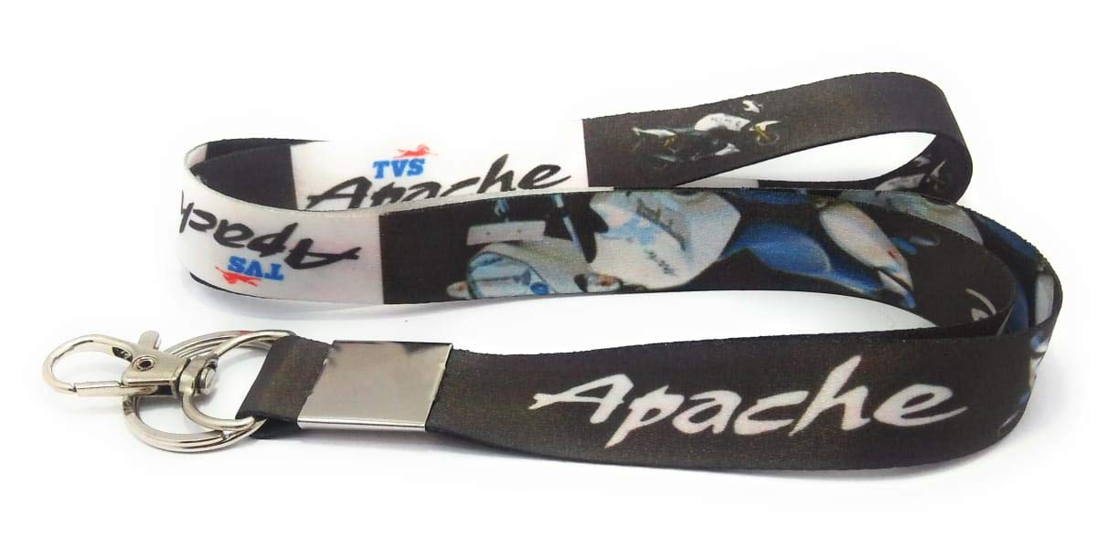 Key Era Tvs Apache Lanyard Id Card Holder Hook Fabric Keychain/Keyring - Friendship Day, Valentine Day & Birthday Gift (Black/White)
