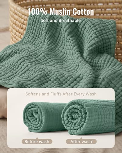 Image of Blissful Diary Muslin Baby Hooded Towel 2 Pack, Soft & Absorbent Bath Towel for Infant, Toddler, Unisex, Baby Gift, Newborn Essentials, Bear & Giraffe