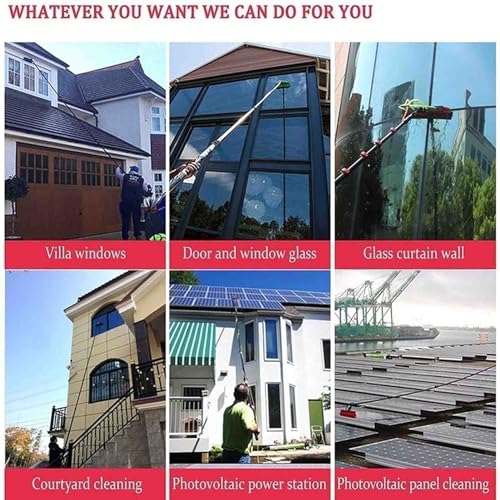 Cepillo telescópico de limpieza de ventanas con dispensador de jabón, extensible para alto alcance, ideal para paneles solares, patios, techos y invernaderos