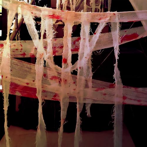 Fushenmu 01 Jxiton Creepy Blood Cloth 984X3 In Blood Cloth Hanging Stripe Drape For Halloween Porch Doorways Yard Indoor And Outdoor Party Home Decoration thumb #6