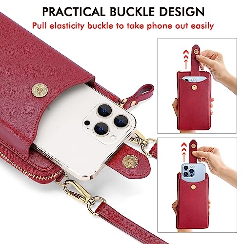 Image of Peacocktion RFID Crossbody Wallet Purse for Women Small Travel Cell Phone Purses Trendy Vegan Leather Bags with Card Slots