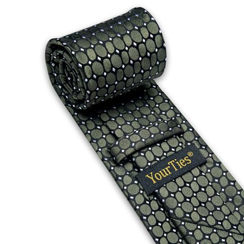 Image of YourTies Striped Ties for Men Classic Woven Silk Necktie with Handkerchief Cufflinks Set Formal Business Party Wedding