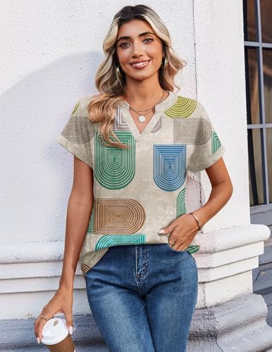 Image of Zeagoo Womens Tops Short Sleeve Summer V Neck Shirts Work Blouses Business Outfits Fashion Clothing
