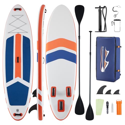 KMFurnila Inflatable Stand Up Paddle Board for All Skill Levels - Portable SUP Paddleboard with Premium Accessories, Durable Construction & Non-Slip Deck for Water Sports Adventures