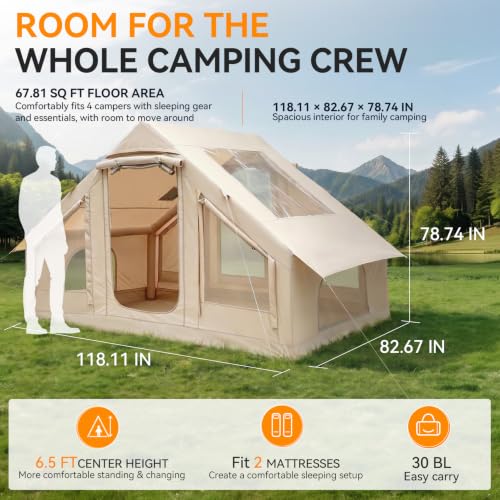 Inflatable Camping Tent, 5-Minute Setup, 4-6 Person Family Tent miniatura 2