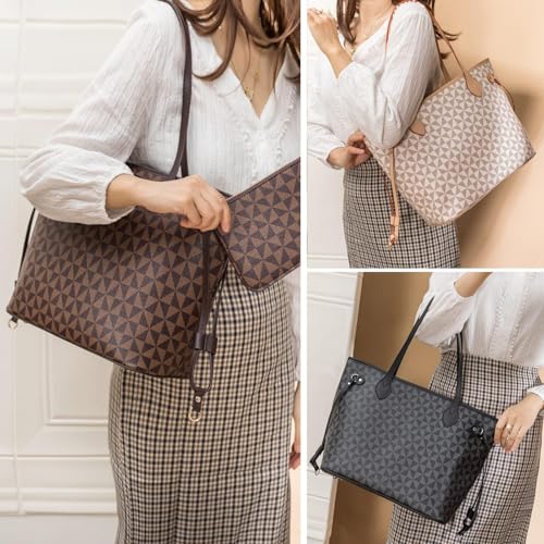 Bolso Tote de Cuero para Mujer con Billetera y Estampado Triangular miniatura 3