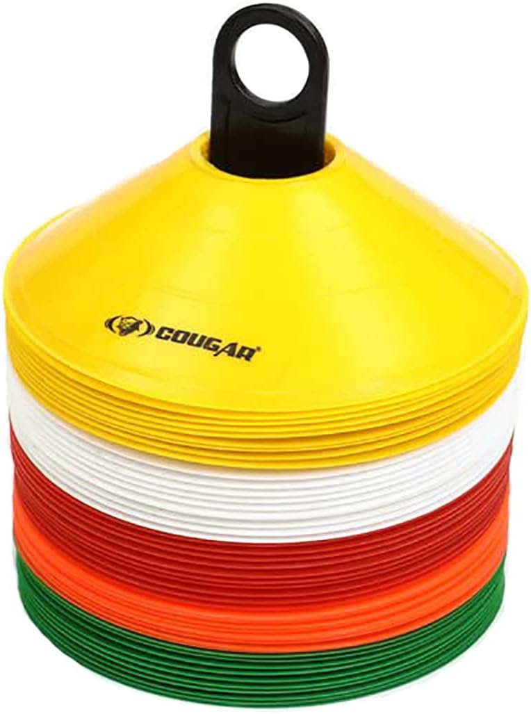 COUGAR Cone Marker, Cone Marker Set, Plastic Cones Marker Mini Space Markers Discs for Football, Soccer, Baseball, Agility, Field Sports, Kids Footwork Training -Pack of 10