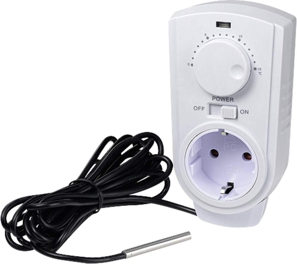 InterBaer - Termostato ambiente con spina intermedia da 5 a 30 °C