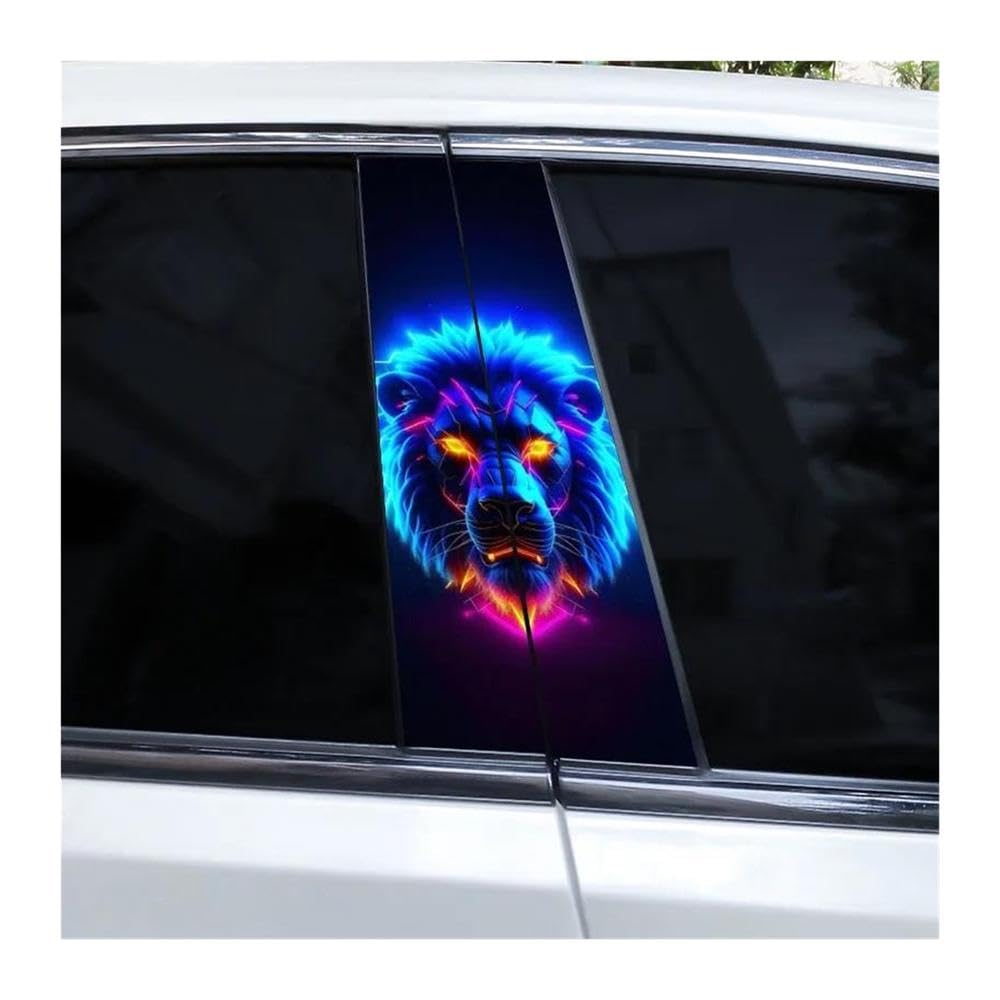 Decorative Items 1pair Colorful Lion Head Stickers Car B-Pillar Decorative Stickers DIY Car Center Column Stickers(F)