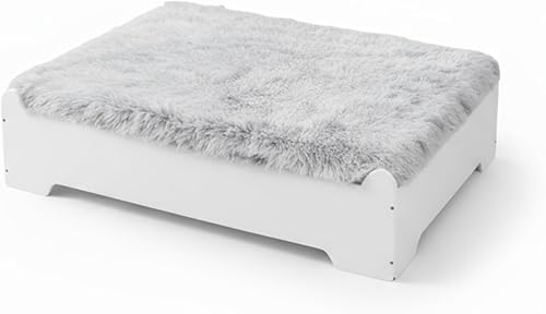 Miniatura 8 de Cama elevada para perros, sofá elevado extra grande de 38 x 29 pulgadas con funda, color blanco XL soporta hasta 90 libras