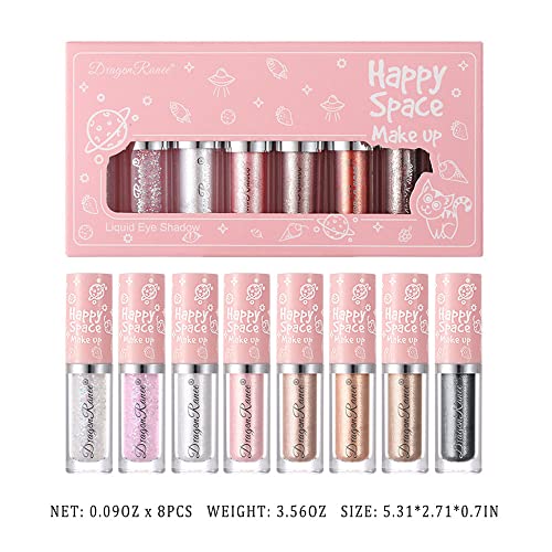 Swetiyou Sparkly Eyeshadow Glitter, 8 Pcs Liquid Glitter Eyeshadow Eyeliner, Korean Makeup Sparkling Eyeshadow Eyeliner Eyelid, Quick Drying And Pigmented Loose Glitter Glue For Crystals Eye Makeup #TOP5