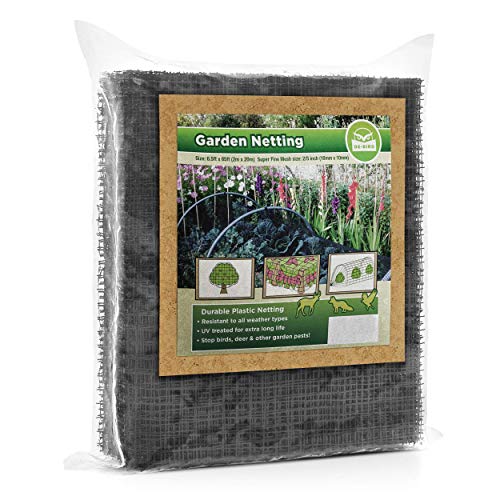 HEAVY DUTY Bird Netting - Protect Plants and Fruit Trees - Extra Strong Garden Net Is Easy to Use, Tangle Free and Reusable - Long Lasting Protection Against Birds, Deer and Other Pests (7.5x65 feet)